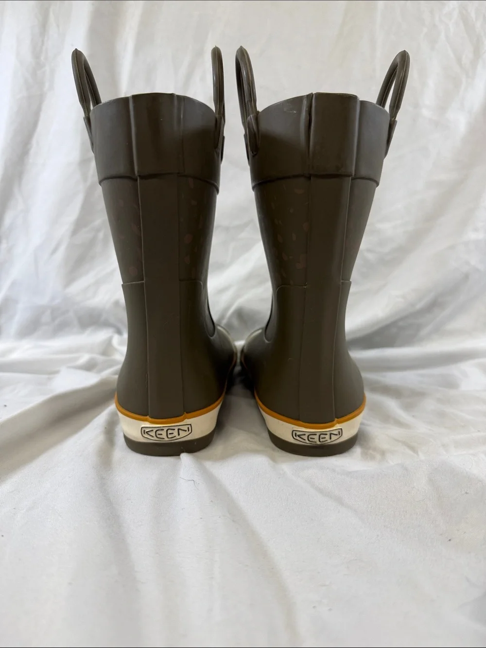 Keen Kids Brown Rain Boots with Yellow Cat Accent